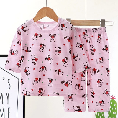 Set de pijamale de vară din bumbac pentru copii Pijamale pentru bebeluși pentru băieți și fete, cu mânecă lungă, respirabil, pisică, iepure, haine pentru animale