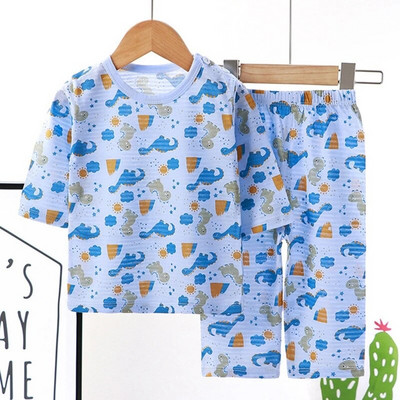 Set de pijamale de vară din bumbac pentru copii Pijamale pentru bebeluși pentru băieți și fete, cu mânecă lungă, respirabil, pisică, iepure, haine pentru animale