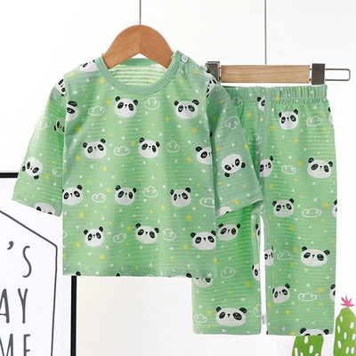 Set de pijamale de vară din bumbac pentru copii Pijamale pentru bebeluși pentru băieți și fete, cu mânecă lungă, respirabil, pisică, iepure, haine pentru animale