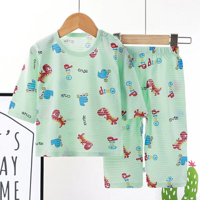 Set de pijamale de vară din bumbac pentru copii Pijamale pentru bebeluși pentru băieți și fete, cu mânecă lungă, respirabil, pisică, iepure, haine pentru animale
