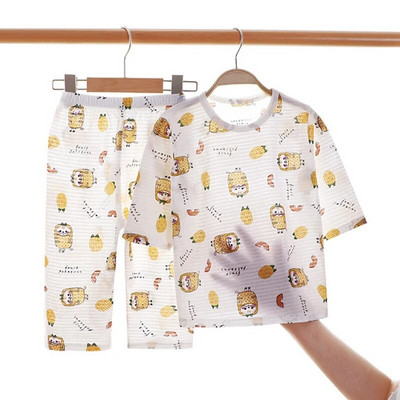 Set de pijamale de vară din bumbac pentru copii Pijamale pentru bebeluși pentru băieți și fete, cu mânecă lungă, respirabil, pisică, iepure, haine pentru animale