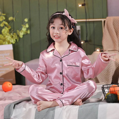 Numărătoare pentru fete, satin, culoare uni, pijamale pentru copii, pentru 4 6 8 10 12 ani, cămașă de noapte din mătase, pijama pentru copii mici