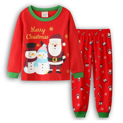 Noul set de îmbrăcăminte pentru copii Four Seasons pentru copii, roșu, imprimeu desen animat, set pantaloni cu mâneci lungi, Crăciun, pijamale, fete, îmbrăcăminte de noapte