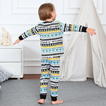 Пижами за Ханука Детски пижами Момчета за малки деца Ханука Свещ Lgnite Девет държача за лампи Домашно облекло Подаръци за бебета Дрехи Зимни пижами