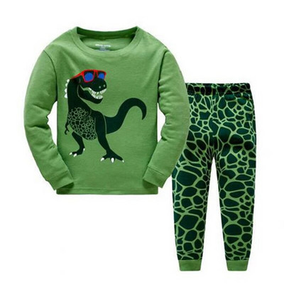 Dino Băieți Costume de pijamă 100% bumbac Seturi de haine lungi pentru copii Tricouri cu motor Pantaloni Seturi 2 piese Pijamale copii 2 3 4 5 6 7 ani