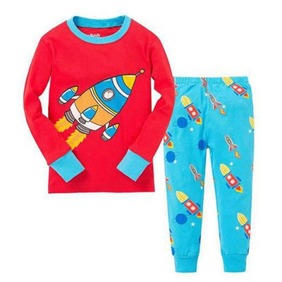 Dino Băieți Costume de pijamă 100% bumbac Seturi de haine lungi pentru copii Tricouri cu motor Pantaloni Seturi 2 piese Pijamale copii 2 3 4 5 6 7 ani