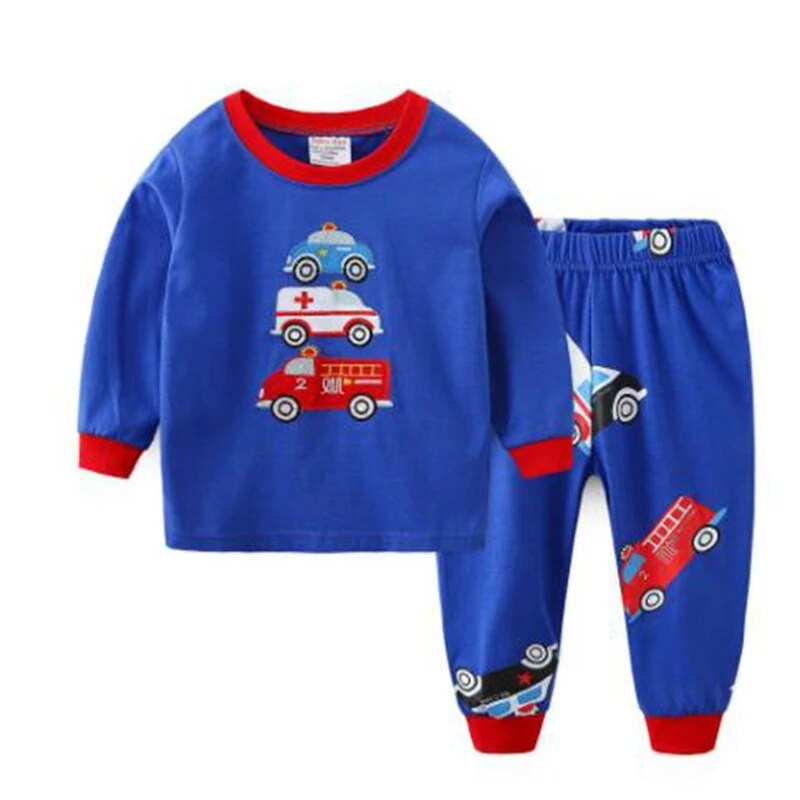 Dino Băieți Costume de pijamă 100% bumbac Seturi de haine lungi pentru copii Tricouri cu motor Pantaloni Seturi 2 piese Pijamale copii 2 3 4 5 6 7 ani