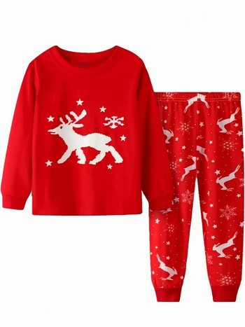 Едноцветни комплекти памучни пижами за момичета за Коледа