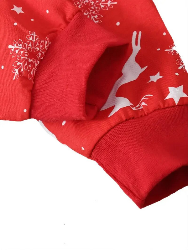 Tüdrukute vabaaja multifilmi põdratrükiga ühevärvilised puuvillased pidžaamakomplektid jõuludeks