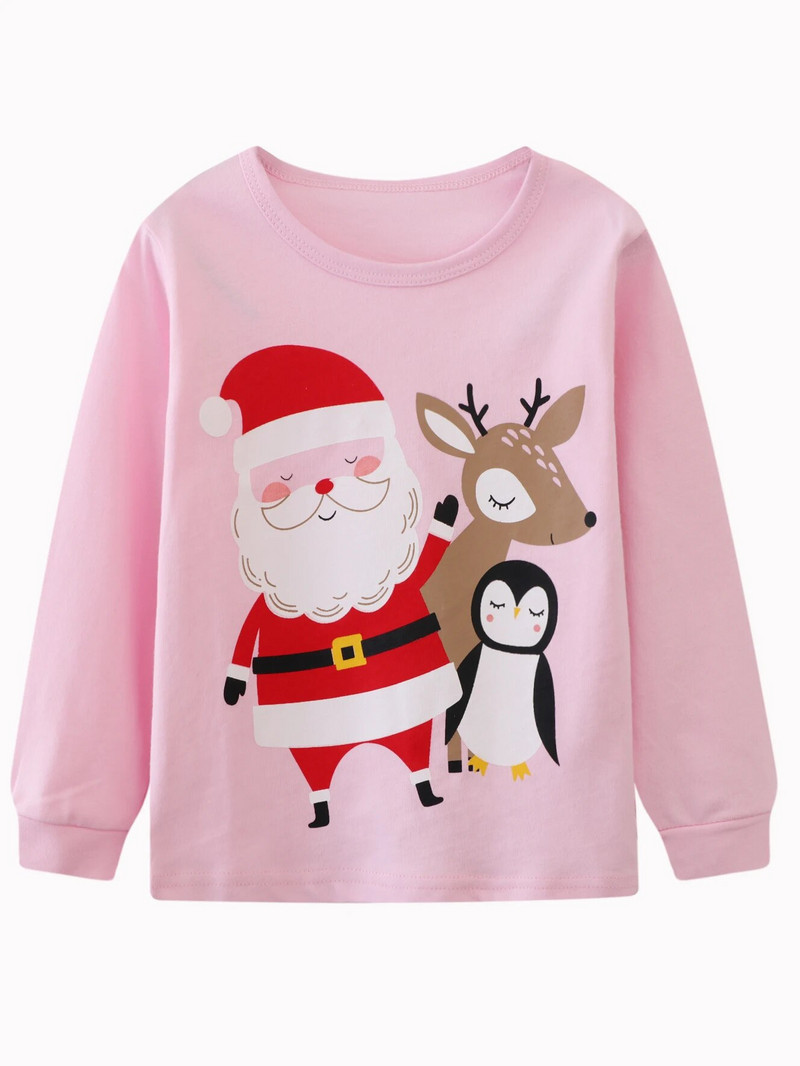 Tüdrukute jõulupikkade varrukatega pidžaama kaheosaline komplekt