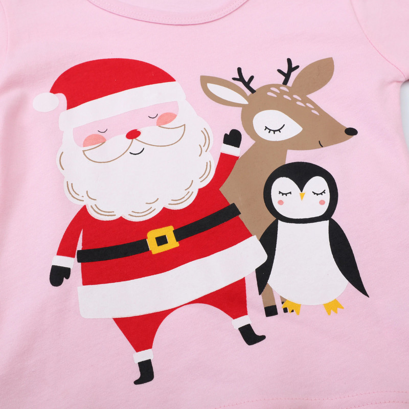 Tüdrukute jõulupikkade varrukatega pidžaama kaheosaline komplekt