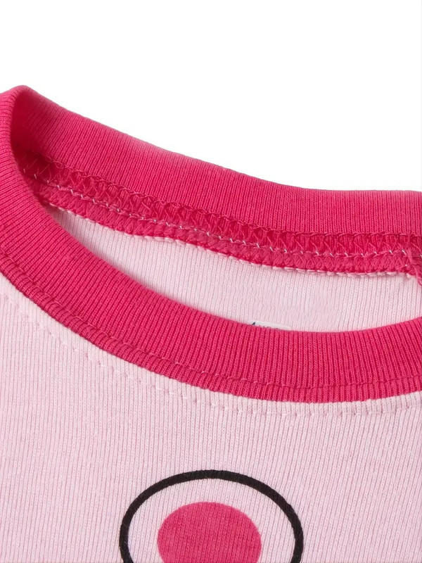 2 vnt mergaičių kasdieniai animacinių filmų gyvūnų spaudiniai Crew Neck rožinės medvilnės pižamų rinkiniai