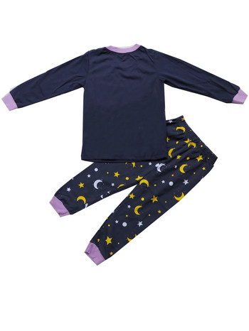 Нов комплект пролетно-есенно детско домашно облекло Комплект панталони с щампа с анимационни мотиви Комплект панталони с дълги ръкави Момчета Момичета Пижами Пижами с бухал