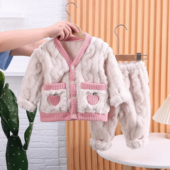 Νέα χειμωνιάτικα υπνοδωμάτια βρεφικά κοριτσίστικα παιδικά ρούχα Ζεστή μακρυμάνικη πιτζάμα και παντελόνι για νήπια casual κοστούμια παιδικές φόρμες