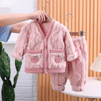 Νέα χειμωνιάτικα υπνοδωμάτια βρεφικά κοριτσίστικα παιδικά ρούχα Ζεστή μακρυμάνικη πιτζάμα και παντελόνι για νήπια casual κοστούμια παιδικές φόρμες