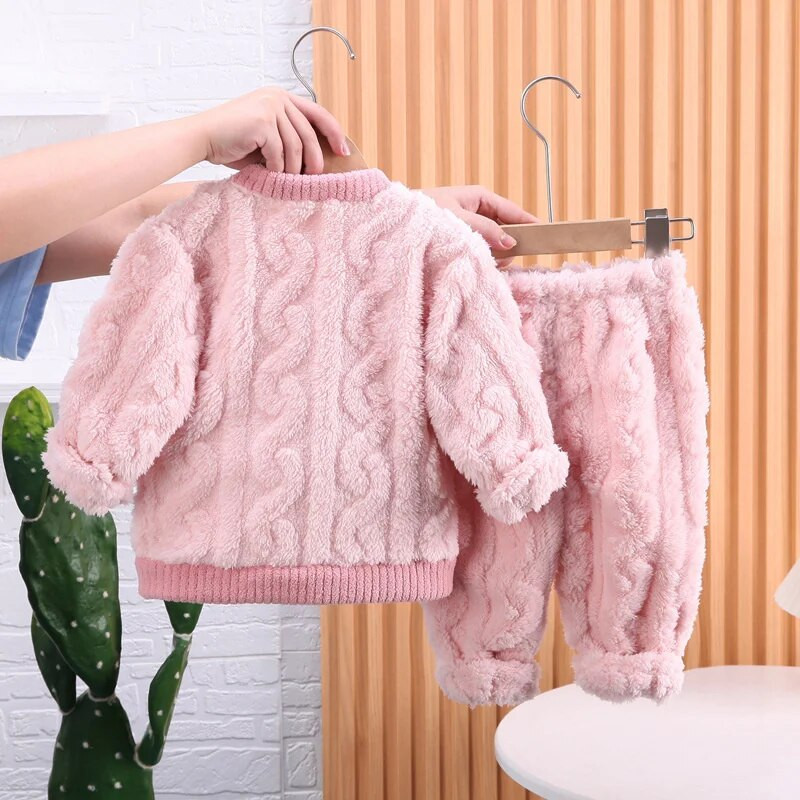 Uued talvised magamisriided Beebi Tüdrukute Riided Lastele Soe pikkade varrukatega pidžaamatop ja püksid Väikelaste vabaaja kostüüm Laste spordidressid