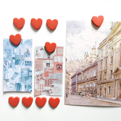 10 vnt Mieli mini šaldytuvo magnetai spalvingi meilės širdelės maži šaldytuvo lipdukai Mielos nuotraukos Sieninis magnetinis lipdukas namų dekoravimui