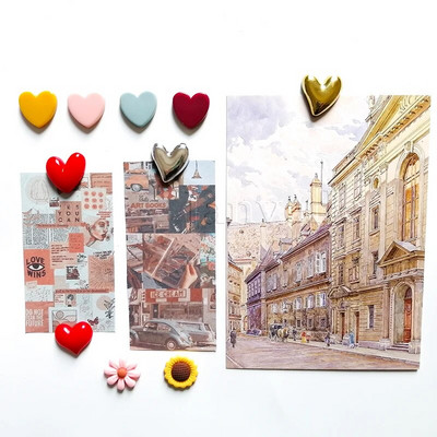10 vnt Mieli mini šaldytuvo magnetai spalvingi meilės širdelės maži šaldytuvo lipdukai Mielos nuotraukos Sieninis magnetinis lipdukas namų dekoravimui