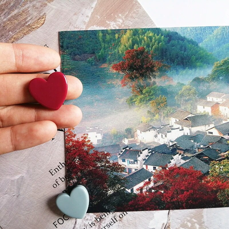 10 vnt Mieli mini šaldytuvo magnetai spalvingi meilės širdelės maži šaldytuvo lipdukai Mielos nuotraukos Sieninis magnetinis lipdukas namų dekoravimui