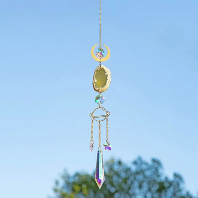 1 tk, ahhaat toorkivist tehiskristallist seinariips, päikesesilmad ja tähed, kuuripats, kodukaunistused, aia päikesepüüdja