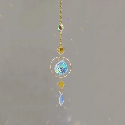 1 vnt. Auksinio saulės krištolo antgalio karoliukų žavesys, rankų darbo „pasidaryk pats“ namų vėjo varpelis, pakabinamas dekoravimas lauko sodo saulės spindulių kolekcija Amatai