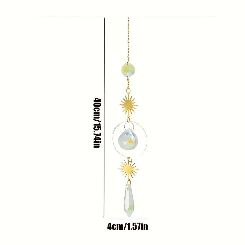 1 vnt. Auksinio saulės krištolo antgalio karoliukų žavesys, rankų darbo „pasidaryk pats“ namų vėjo varpelis, pakabinamas dekoravimas lauko sodo saulės spindulių kolekcija Amatai