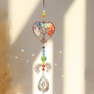 1 bucată, pandantiv pentru captarea soarelui Arborele vieții, design inimă și frunze pentru decorațiuni agățate în case și grădini