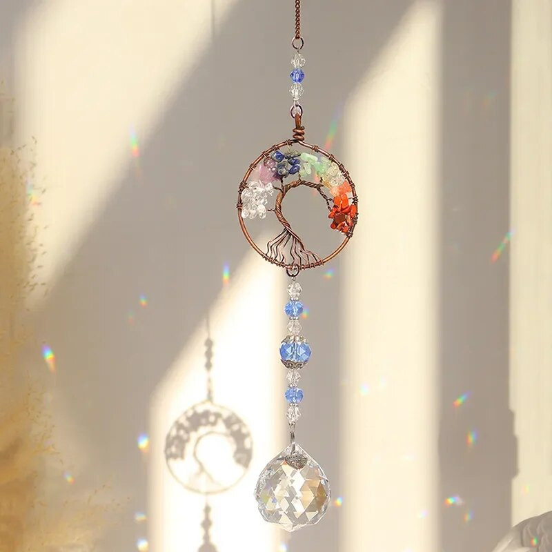 1 bucată, pandantiv pentru captarea soarelui Arborele vieții, design inimă și frunze pentru decorațiuni agățate în case și grădini