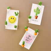 Nou 6 buc. Magnet pentru frigider Cactus Autocolant magnetic pentru frigider Plante suculente 3D Mesaj de reamintire Decorarea casei Bucătărie