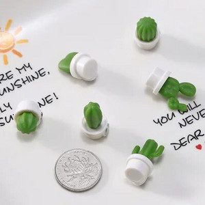 Nou 6 buc. Magnet pentru frigider Cactus Autocolant magnetic pentru frigider Plante suculente 3D Mesaj de reamintire Decorarea casei Bucătărie