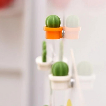Нови 6 бр. Кактус Магнит за хладилник Магнитен стикер за хладилник 3D сукулентно растение Напомняне за табло за съобщения Декорация на дома Кухня