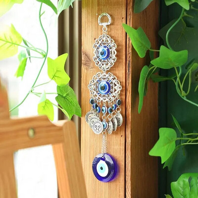 1 kom. privjesak od legure palme i đavoljeg oka za automobil, privjesak za kućno zvono na vjetru, koji visi za vanjsko vrtlarstvo, ukrasni zanati