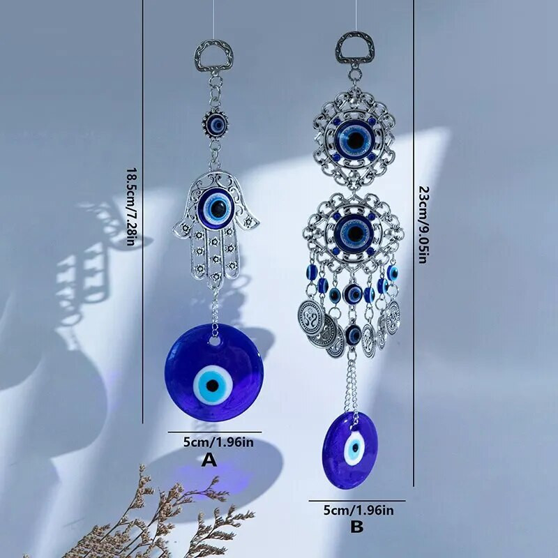 1 kom. privjesak od legure palme i đavoljeg oka za automobil, privjesak za kućno zvono na vjetru, koji visi za vanjsko vrtlarstvo, ukrasni zanati