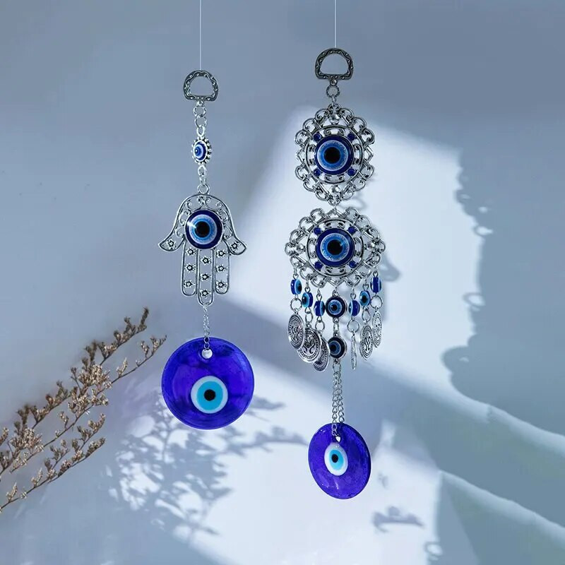 1 kom. privjesak od legure palme i đavoljeg oka za automobil, privjesak za kućno zvono na vjetru, koji visi za vanjsko vrtlarstvo, ukrasni zanati