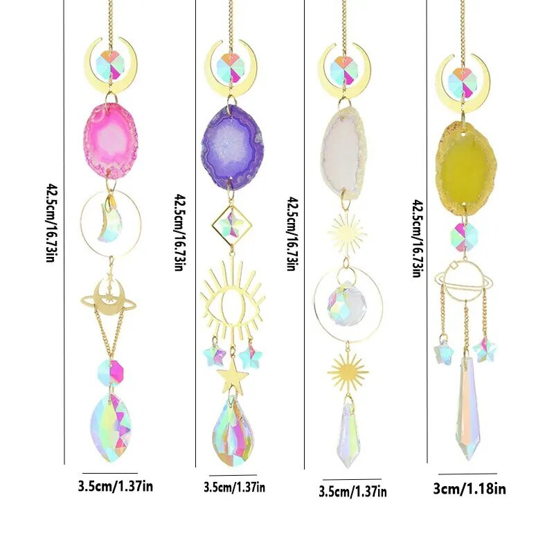 1 tk, ahhaat toorkivist tehiskristallist seinariips, päikesesilmad ja tähed, kuuripats, kodukaunistused, aia päikesepüüdja