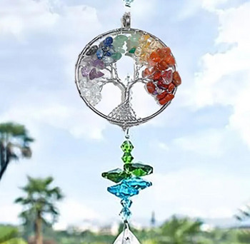 Κρεμαστό Κρεμαστό Κρεμαστό Δέντρο Ζωής Κρυστάλλινο Magic Wind Chimes Κρεμαστό παράθυρο κρεβατοκάμαρας Διακόσμηση Dream Rainbow Gift Catcher