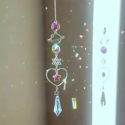 1 PC Galaxy Star Moon Crystal Wind Chime μενταγιόν για διακόσμηση σπιτιού Εξωτερικού κήπου Suncatcher προμήθειες γιορτινών πάρτι