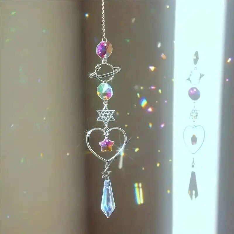 1 tk Galaxy Star Moon Crystal Wind Chime ripats kodukaunistuseks väliaia päikesepüüdja pühadepeotarbed
