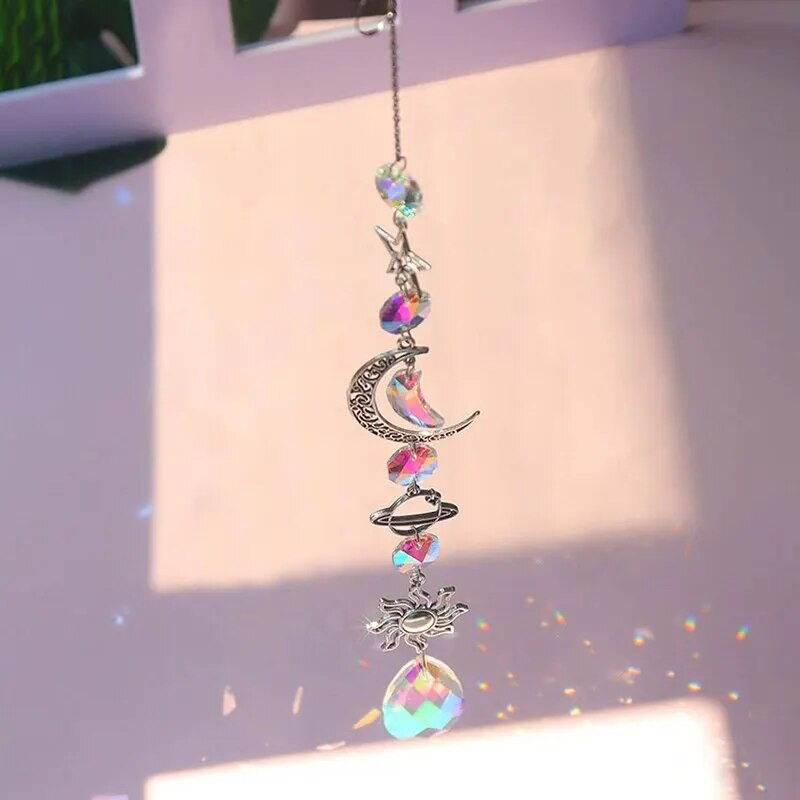 1 tk Galaxy Star Moon Crystal Wind Chime ripats kodukaunistuseks väliaia päikesepüüdja pühadepeotarbed