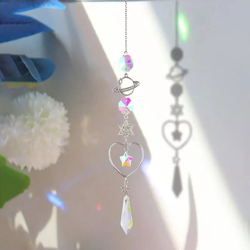 1 tk Galaxy Star Moon Crystal Wind Chime ripats kodukaunistuseks väliaia päikesepüüdja pühadepeotarbed