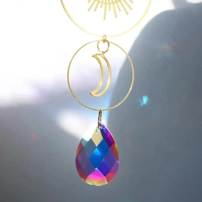 1 κομμάτι, Crystal Wind Chimes Star Moon Catcher, Sun Prism Ball Decorden Garden