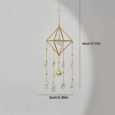 1-osaline värviline metallist vikerkaaretähe tuulekellad, päikesepüüdja välisaken kodukaunistus aiaauto ripats