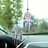 2 τμχ, ένα σετ Ονειροπαγίδα με χάντρες κρεμαστά στολίδια για διακοσμητικά παραθύρων σπιτιού αυτοκινήτου