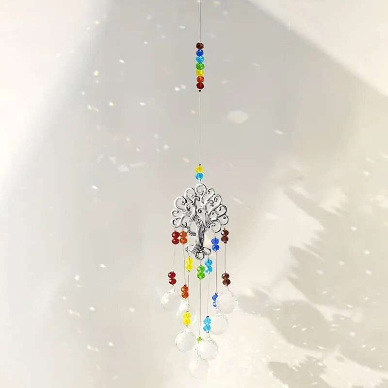 1 tk värviline elupuu kristallripats päikesepaistekollektsioon rippuv kaunistus kodu tuulekella õues aiakaunistus käsitöö
