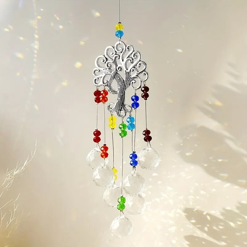 1 tk värviline elupuu kristallripats päikesepaistekollektsioon rippuv kaunistus kodu tuulekella õues aiakaunistus käsitöö