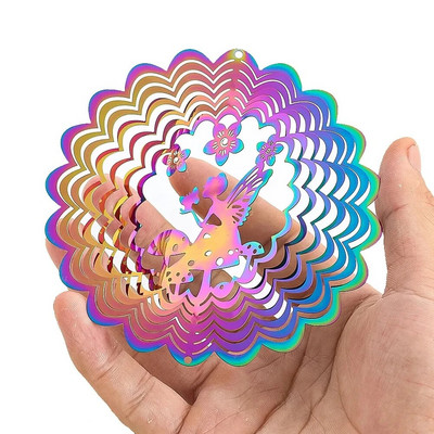 Culoare gradientă Wind Spinner Catcher Oțel inoxidabil 3D Efect de lumină curgătoare Piese de clopoței de vânt în aer liber Grădină pentru agățat decor
