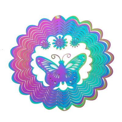 Culoare gradientă Wind Spinner Catcher Oțel inoxidabil 3D Efect de lumină curgătoare Piese de clopoței de vânt în aer liber Grădină pentru agățat decor