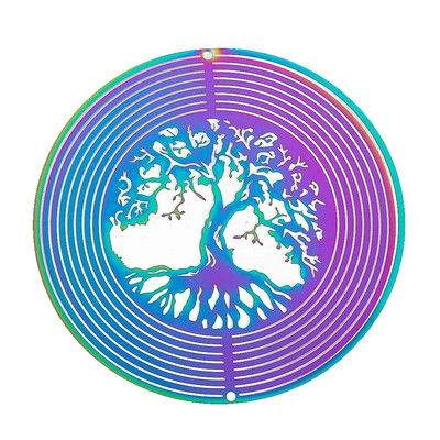 Culoare gradientă Wind Spinner Catcher Oțel inoxidabil 3D Efect de lumină curgătoare Piese de clopoței de vânt în aer liber Grădină pentru agățat decor