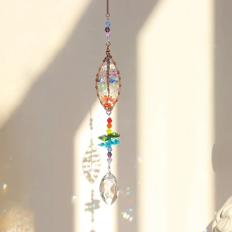 1 dalis, gyvybės medžio saulės gaudyklės pakabukas, širdelės ir lapų dizainas, skirtas pakabinti namų ir sodų dekoracijas