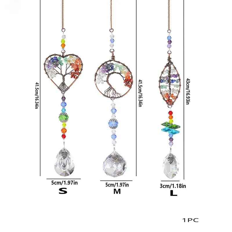 1 dalis, gyvybės medžio saulės gaudyklės pakabukas, širdelės ir lapų dizainas, skirtas pakabinti namų ir sodų dekoracijas